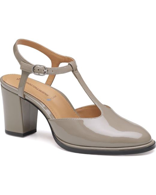 Johnston & Murphy Gray Amy T-Strap Pump