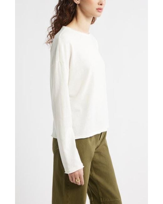 Treasure & Bond Multicolor Roll Crewneck Boxy Long Sleeve Cotton Blend Top