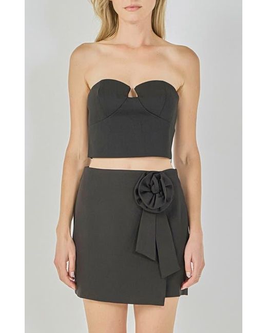 Endless Rose Black Strapless Crop Top