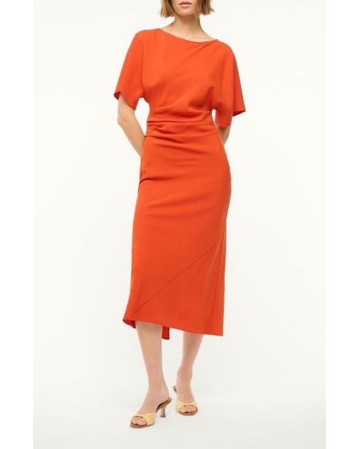 Staud Orange Amelie Midi Dress