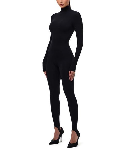 Naked Wardrobe Black Long Sleeve Stirrup Jumpsuit