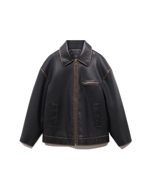 Mango Black Napoli Faux Leather Jacket