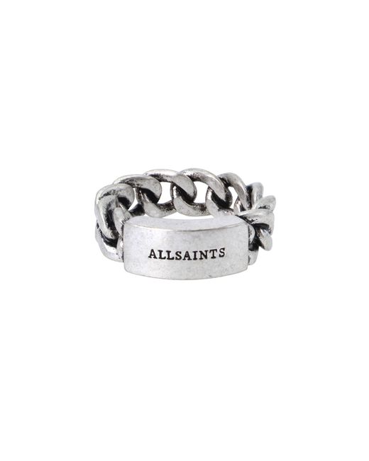 AllSaints Multicolor Sterling Silver Id Curb Chain Ring for men