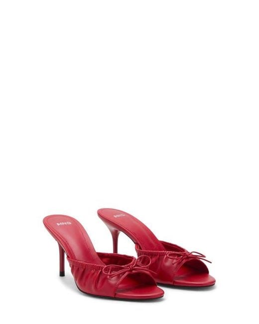 Mango Red Bow Detail Slide Sandal