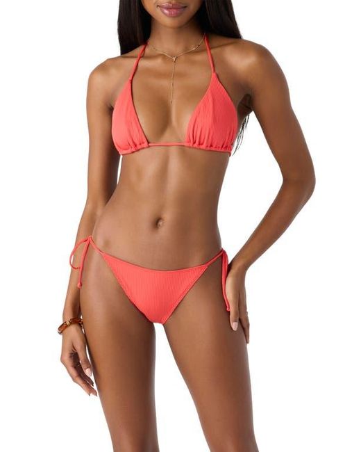 O'neill Sportswear Red Saltwater Solids Maracas Rib Side Tie Bikini Bottoms