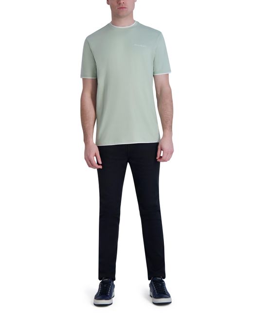 Karl Lagerfeld Green Tipped Cotton T-shirt for men