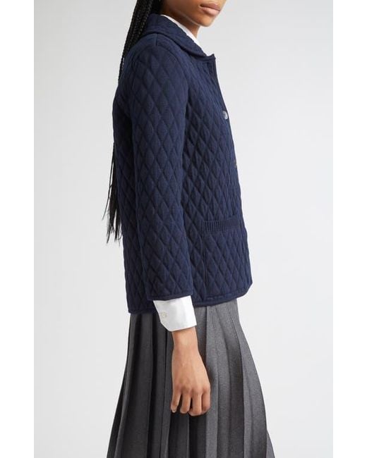 Thom Browne Blue 4-Bar Quilted Virgin Wool Blend Jacket