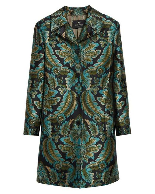 Etro Green Paisley Jacquard Coat