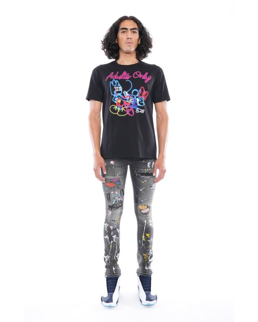 Cult Of Individuality Blue Punk Ripped Stretch Super Skinny Jeans for men