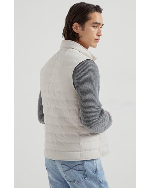 Brunello Cucinelli White Lightweight Down Vest for men