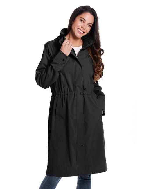 Gallery Black Water Resistant Hooded Raincoat