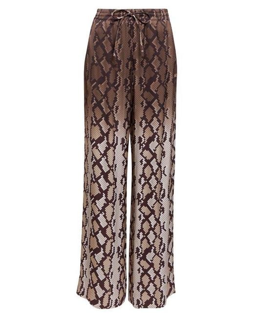 Stella McCartney Natural Snakeskin Print Satin Pajama Trousers