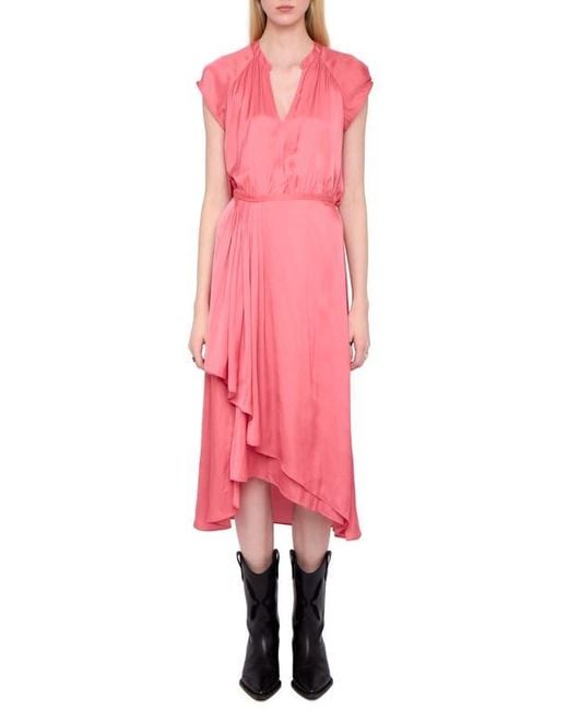 Zadig & Voltaire Pink Randall Ruffle Satin Dress