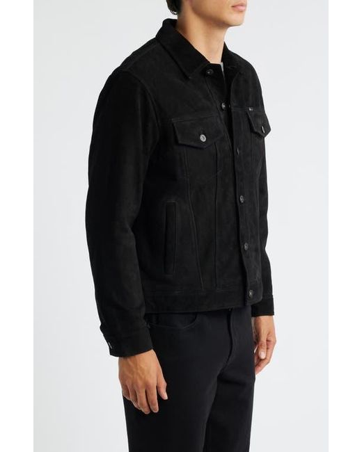 AG Jeans Black Dart Suede Trucker Jacket for men