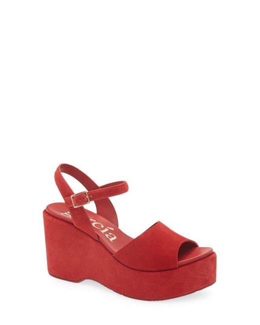 Pedro Garcia Red Danila Ankle Strap Platform Wedge Sandal