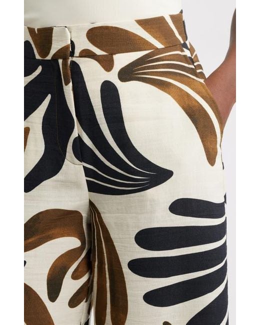 Mango White Karina Print Wide Leg Pants