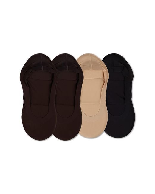 Memoi Black Assorted 4-Pack Cushioned Liner Socks