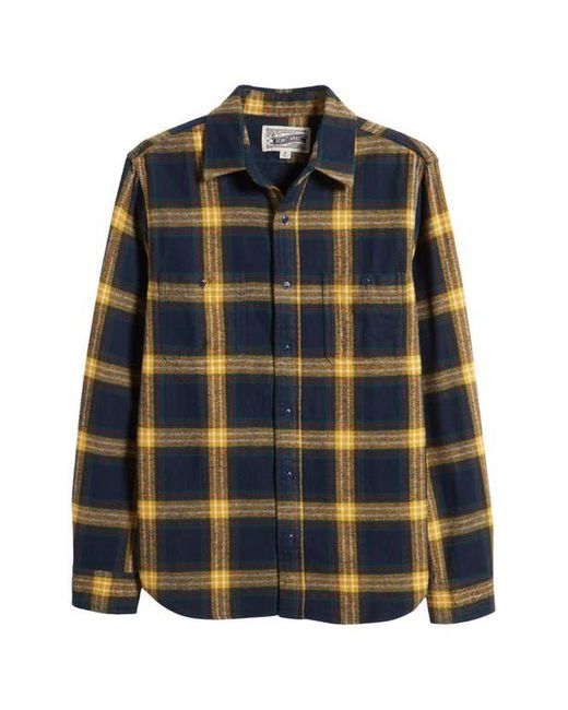 Schott Nyc Blue Two-Pocket Long Sleeve Flannel Button-Up Shirt for men