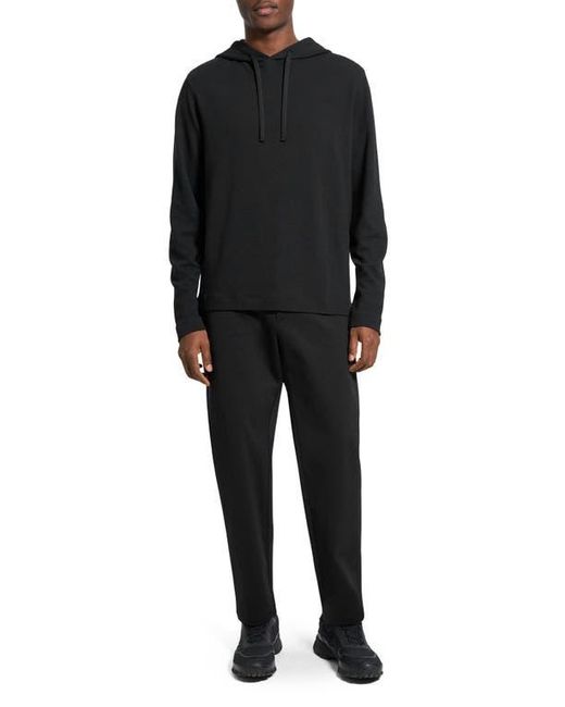 Theory Black Delroy Studio Textured Hoodie for men