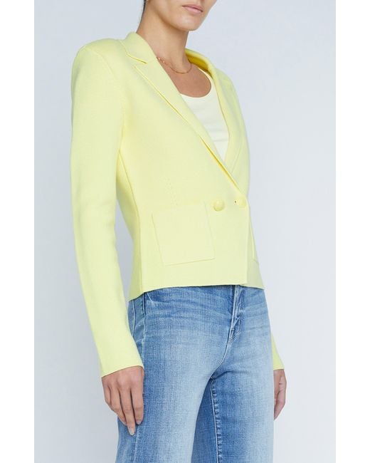 L'Agence Yellow Sofia Cotton Blend Cardigan Blazer