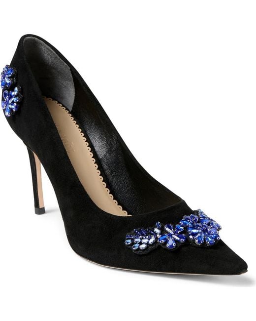 Cinq À Sept Black Appliqué Pointed Toe Pump