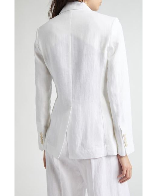 Eleventy White Double Breasted Linen Blazer