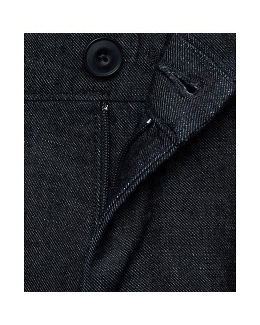 Mango Blue Straight Fit Flat Front Cotton & Linen Twill Pants for men