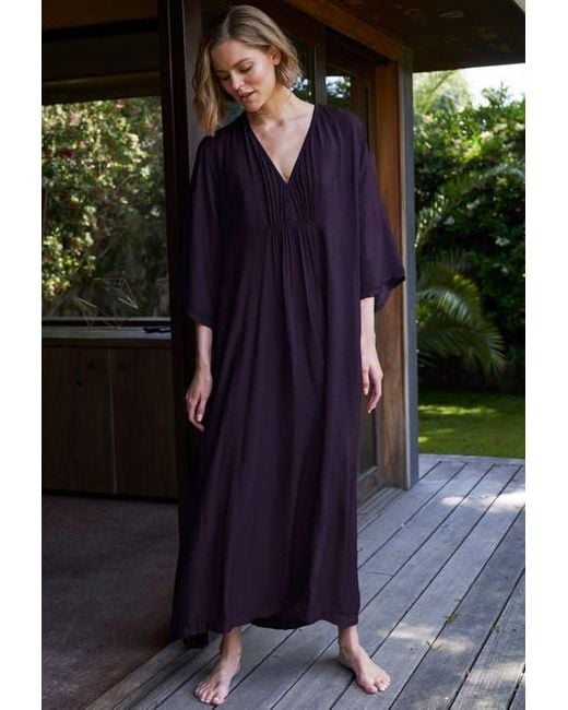 ocean + main Blue Cupro Rouched Front Caftan
