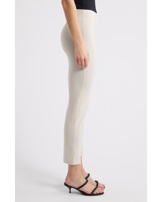 Apny White Split Hem Pull-On Crop Slim Pants