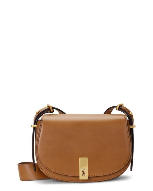 Polo Ralph Lauren Mini Polo Id Leather Saddle Bag in Brown | Lyst