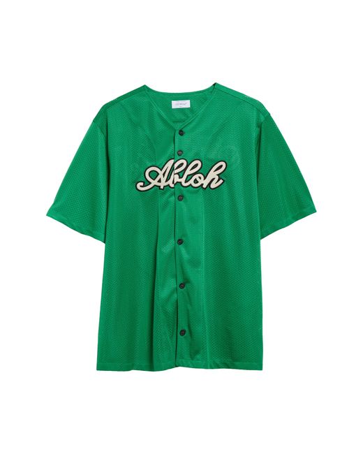 Off-White c/o Virgil Abloh Green Baseball Mesh Short Sleeve Button-up Shirt for men