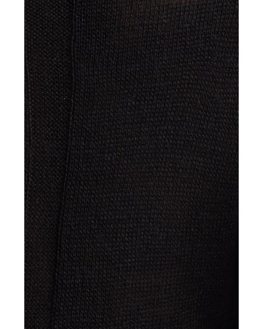 Rick Owens Black Sheer V-neck Wool Sweater