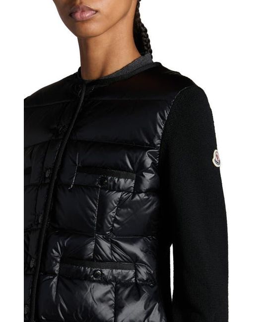 Moncler Black Mixed Media Down Cardigan
