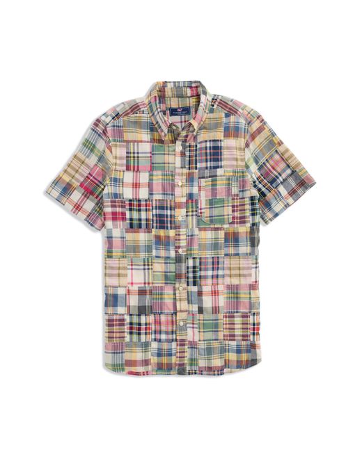 Vineyard Vines Gray Patchwork Madras Button Down Shirt for men