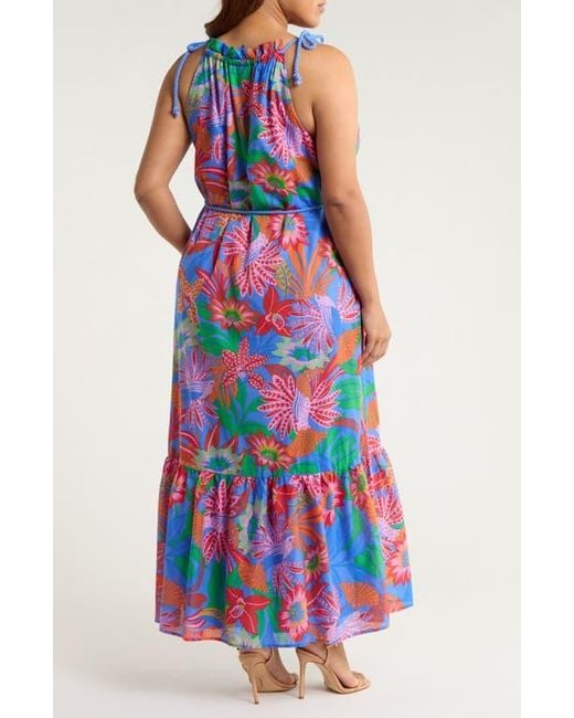 Sugarlips White Cindal Flower Print Cotton Maxi Dress