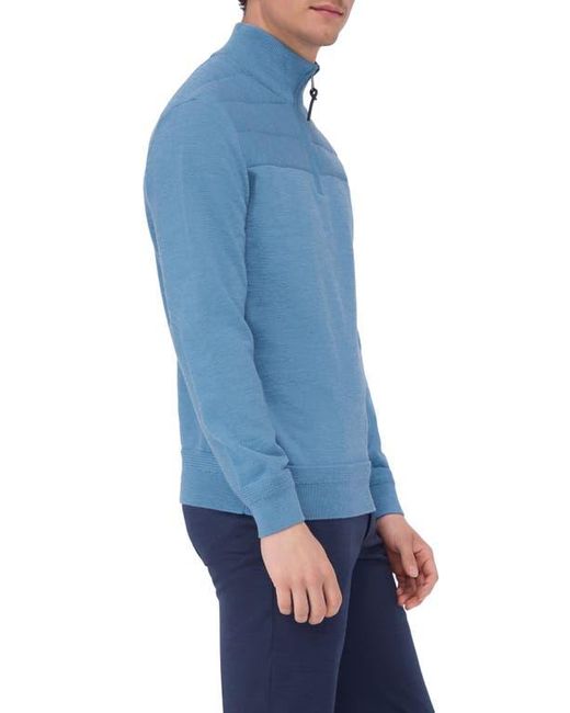 Bugatchi Blue Merino Wool Quarter Zip Sweater for men