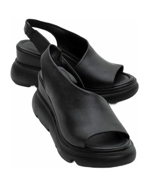 Forever & Always Shoes Black Agusto Leather Platform Sandal