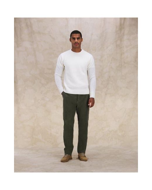 Fortela White Skipper Merino Wool Crewneck Sweater for men