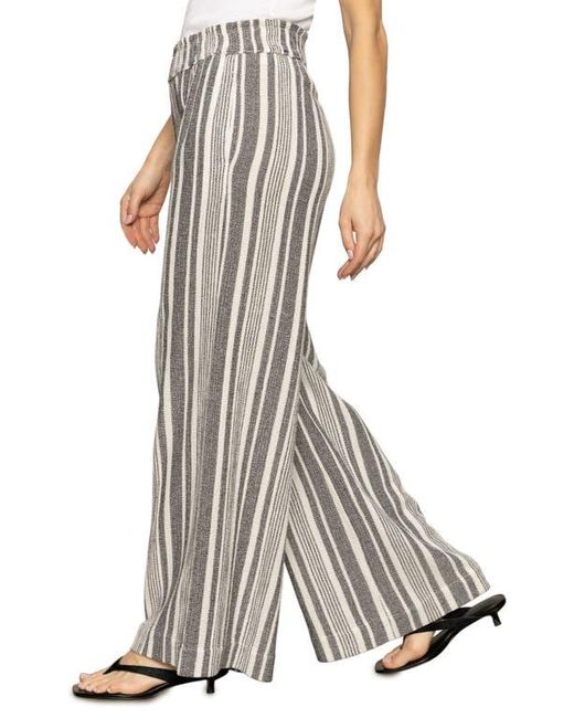 Sanctuary White Palm Stripe Pull-On Cotton Pants