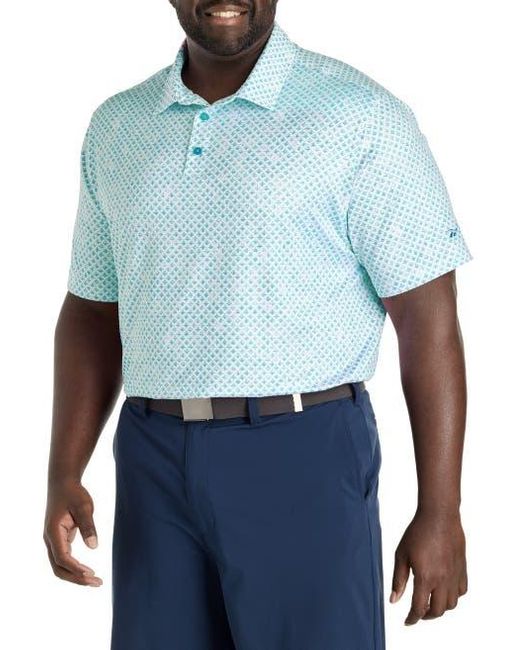 Reebok Blue Big & Tall Performance Diamond Print Polo Shirt for men