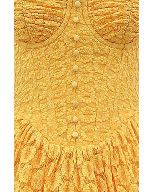 House Of Cb Carolina Stretch Lace Corset Minidress in Yellow | Lyst