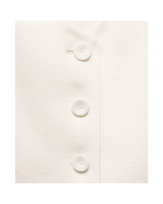 Mango White Linen Suit Vest