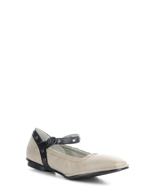 Fly London White Bewi Ankle Strap Flat