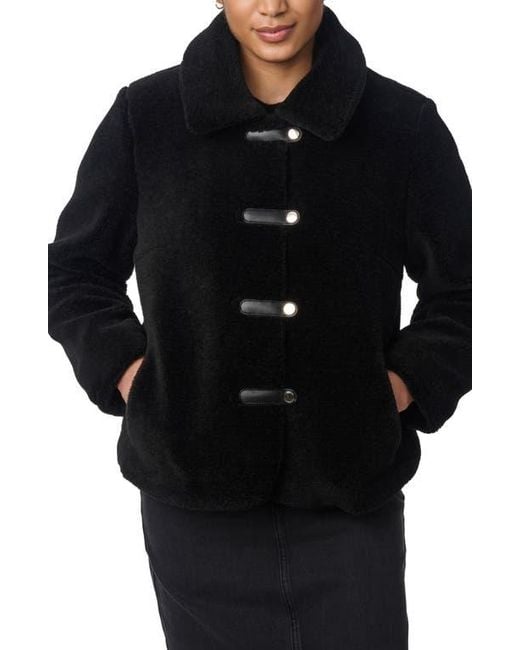 Bernardo Black Short Faux Shearling Coat