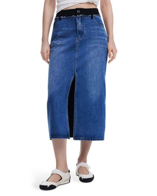 Desigual Blue Two-Tone Pencil Skirt