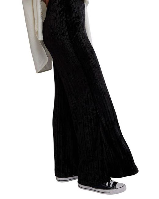Free People Black Star Sign Ribbed Wide Leg Velvet Pants
