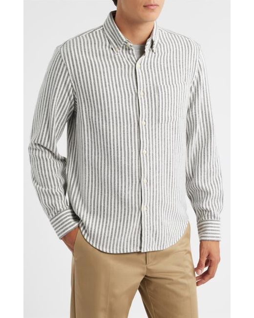 Alex Crane Gray Cloud Stripe Organic Cotton Flannel Button-Up Shirt for men