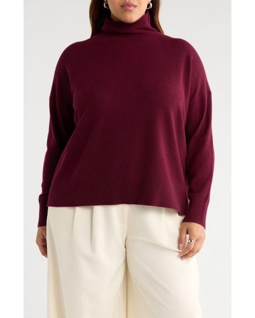 Nordstrom Red Oversize Cashmere Turtleneck Sweater