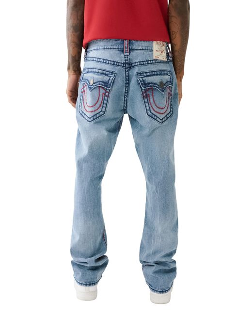 True Religion Blue Ricky Super T Flap Straight Leg Jeans for men
