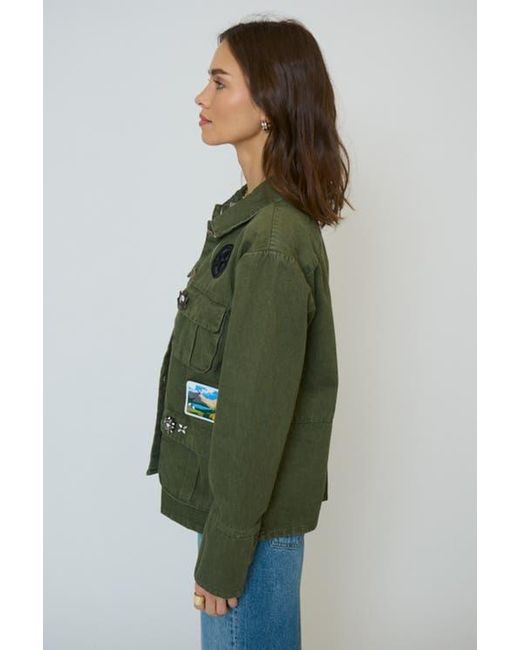 Central Park West Green Brady Patch Shacket